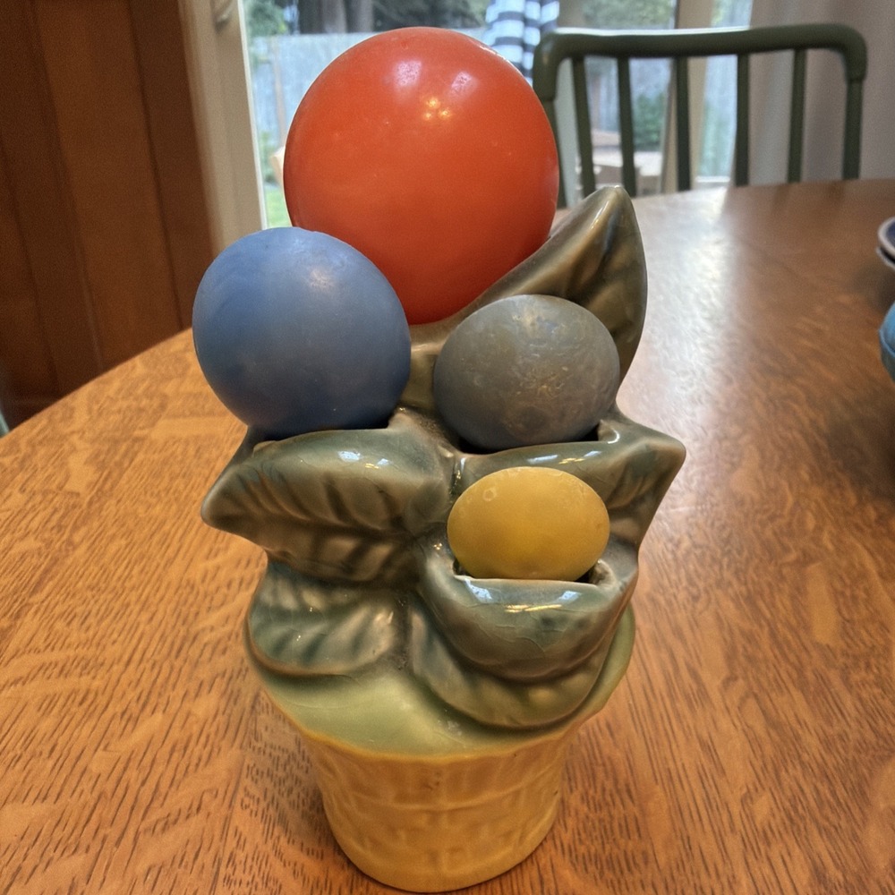 Vintage Ceramic Flower Pot Measuring Spoon Holder with 4 Spoons